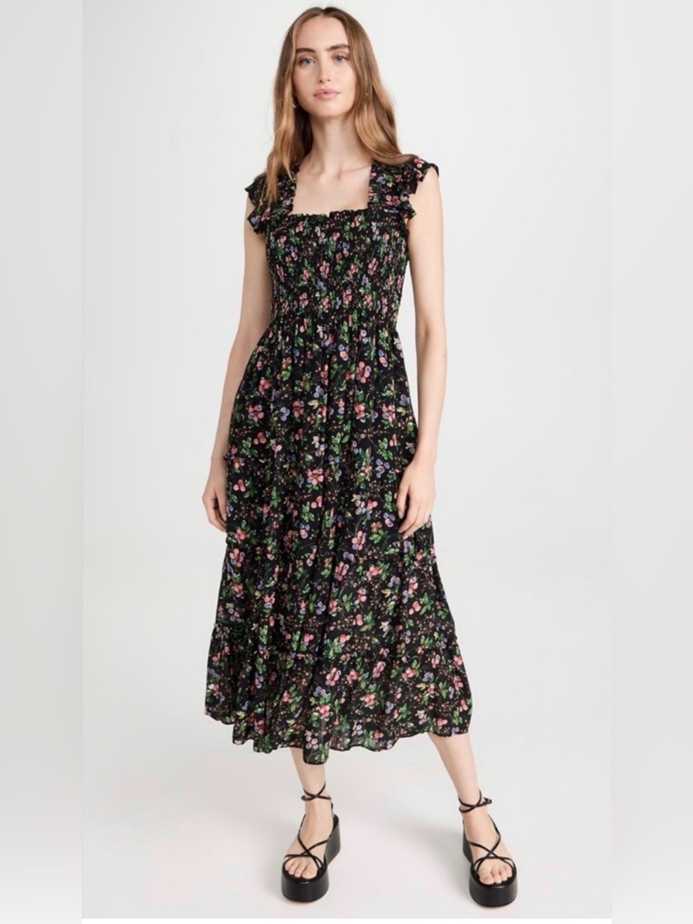 Hill House Nap Dress Black Floral Maxi